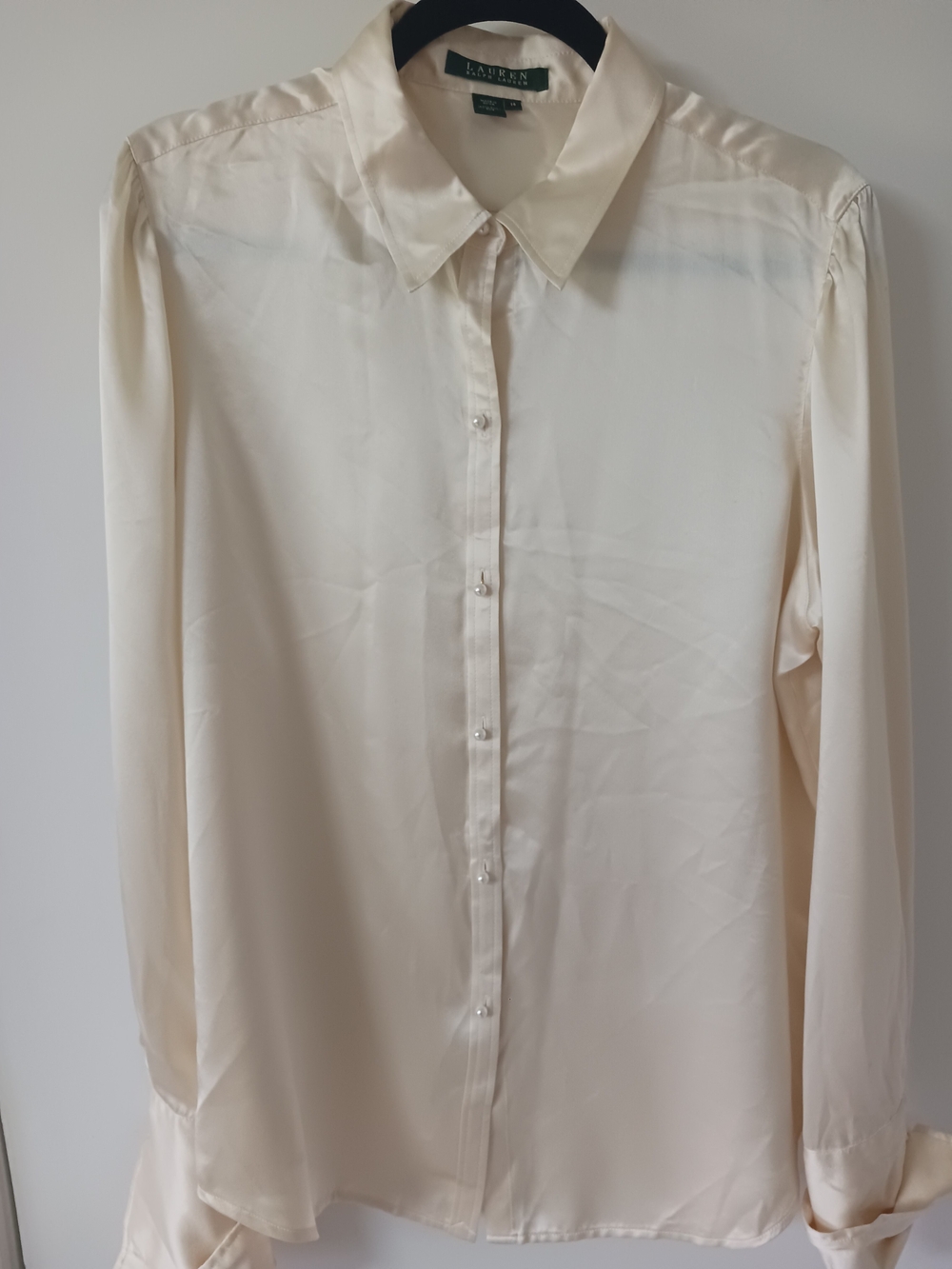 Lauren Ralph Lauren Ivory-Blend Satin Button Shirt
